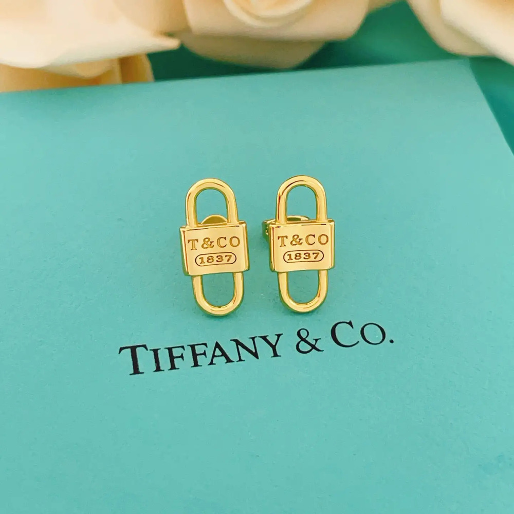 Tiffany & Co. Gold Stained Lock Earrings